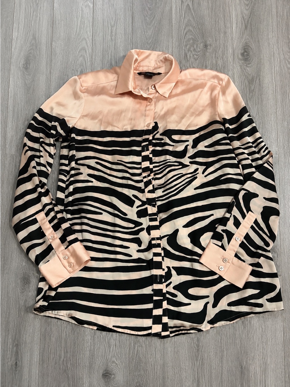 Armani Exchange Blush and Black Zebra-Pattern Button-Down Shirt